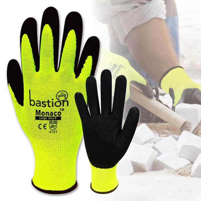 Bastion Monaco High-Vis Gloves - Nitrile Coating