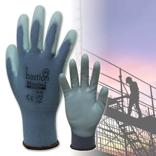 Bastion Messina Grey Gloves - PU Coating