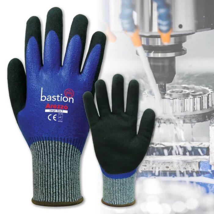 Bastion Arezzo Cut 5 Waterproof Blue Gloves - Nitrile Coating