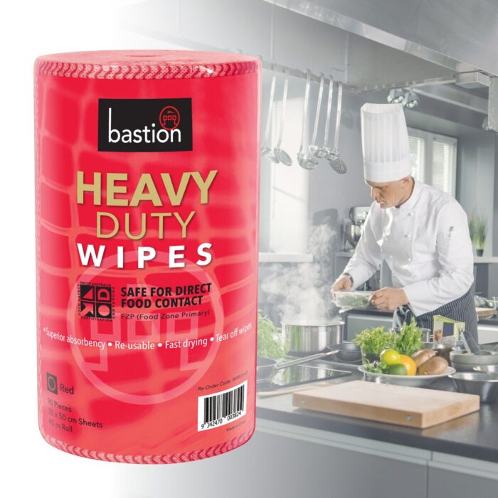 Bastion Heavy Duty Wipes Roll - 45m - Red