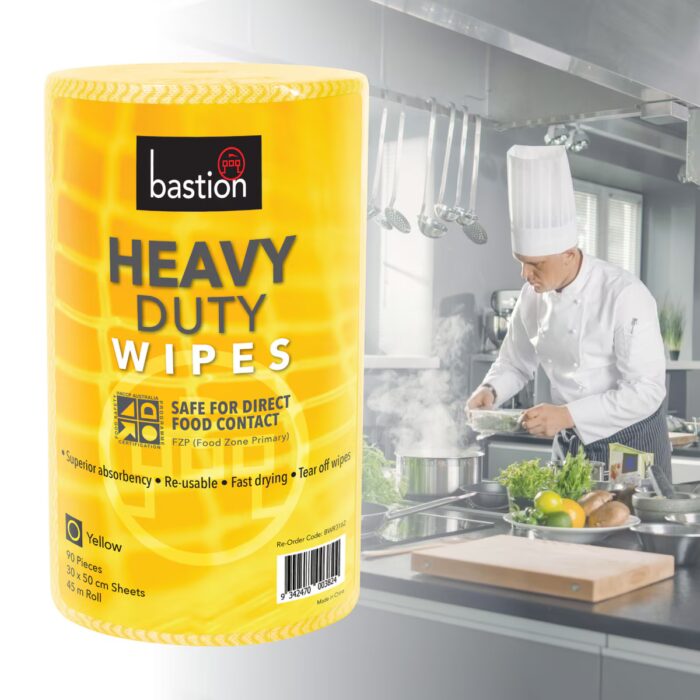 Bastion Heavy Duty Wipes Roll - 45m - Yellow