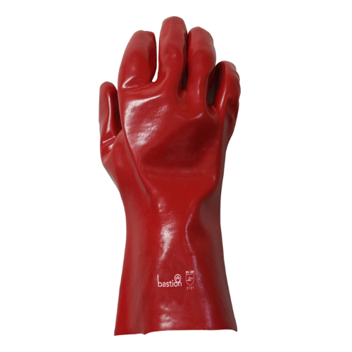 bastion red pvc chemical gloves 27cm