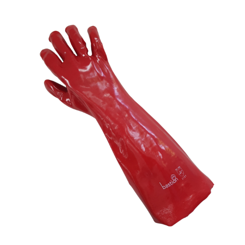 bastion 45cm red pvc chemical gloves
