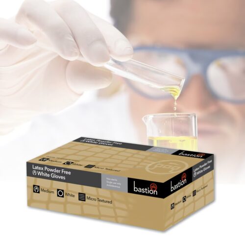 Bastion LATEX GLOVES - WHITE - POWDER FREE - MICRO TEXTURED