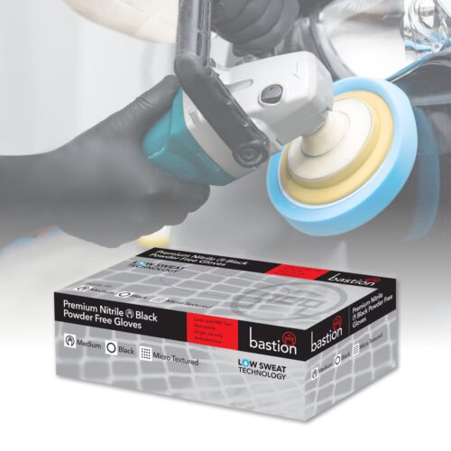 Bastion PREMIUM NITRILE BLACK GLOVES - POWDER FREE - MICRO TEXTURED