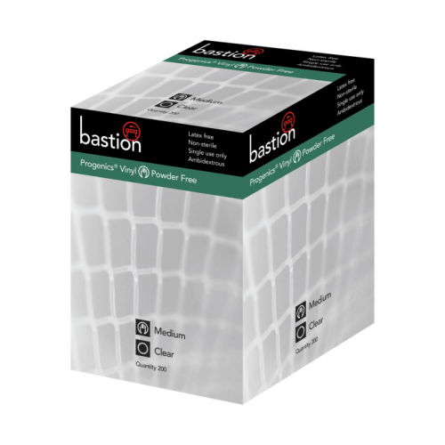 Bastion Vinyl Progenics® Powder Free Gloves Clear