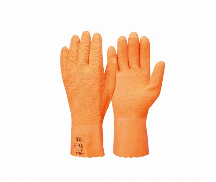 orange ruffy gloves