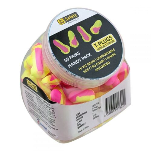 On Site Safety T-Plugs Uncorded Earplugs - Handy Jar 50 Pairs