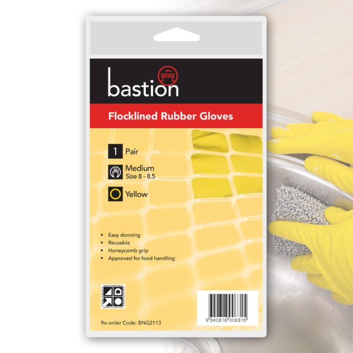 Bastion Yellow Flocklined Rubber Gloves Packet