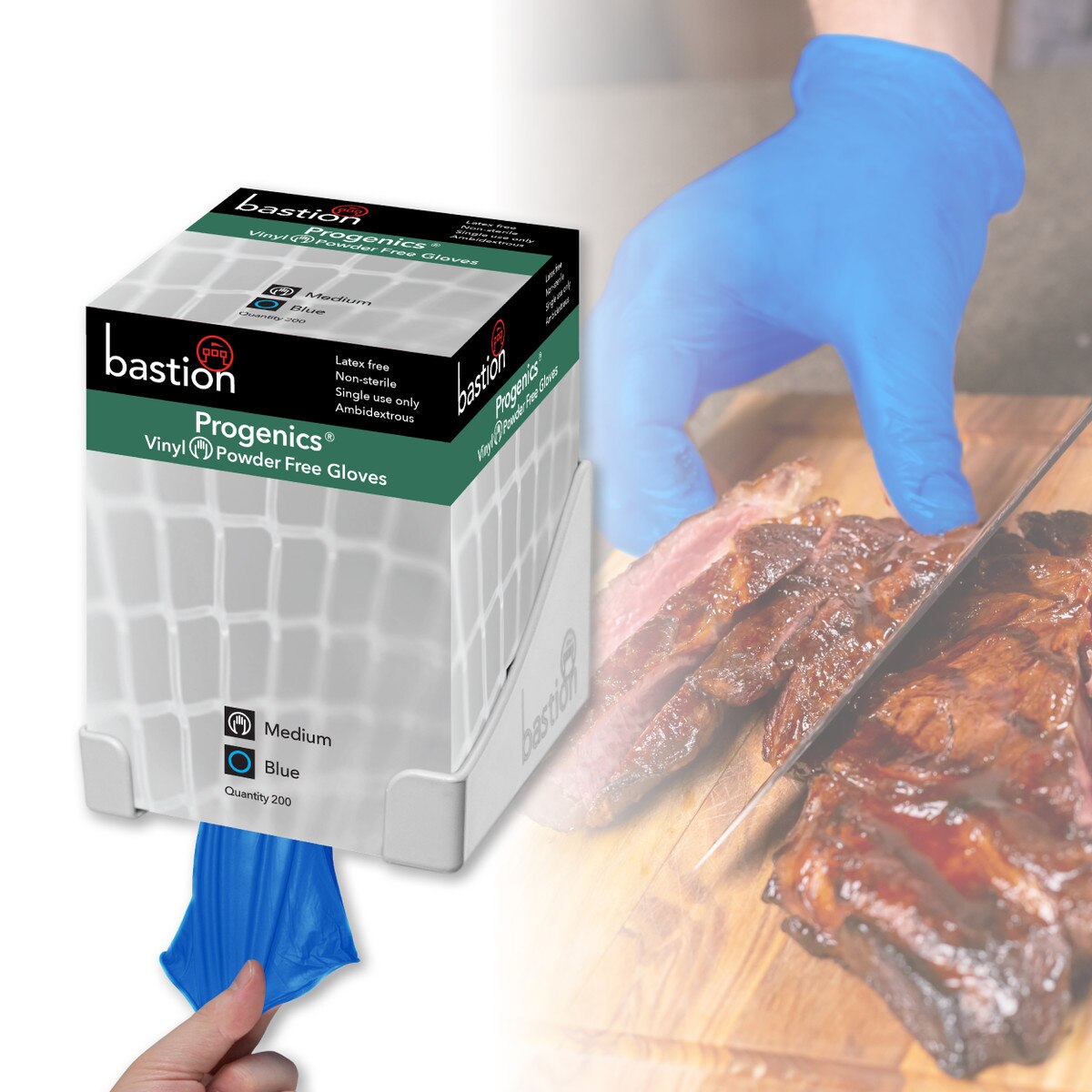 Bastion Progenics Vinyl Gloves in Blue