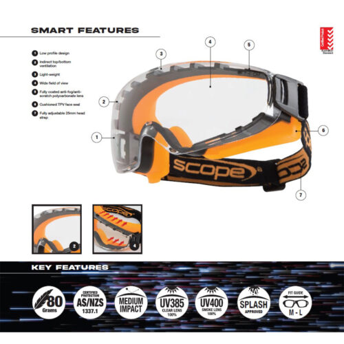 Scope Velocity Xtreme AF/AS Clear Lens Goggles