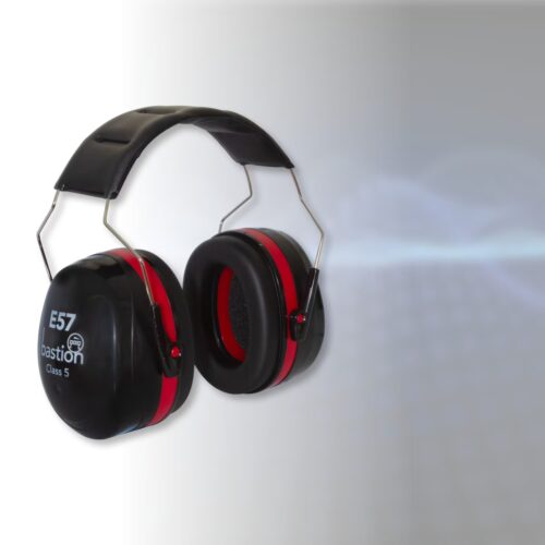 Bastion E57 Class 5 Earmuffs - 32.2dB Black Red Headband Earmuffs