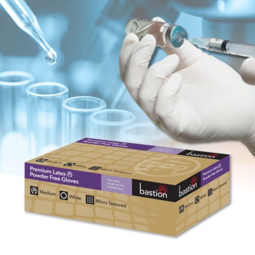Bastion Premium Latex White Powder Free Disposable Latex Gloves