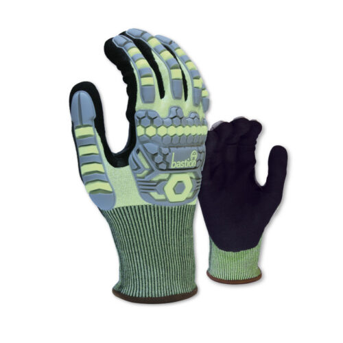 Bastion Tavira Cut F Impact Resistant gloves on a hand mannequin