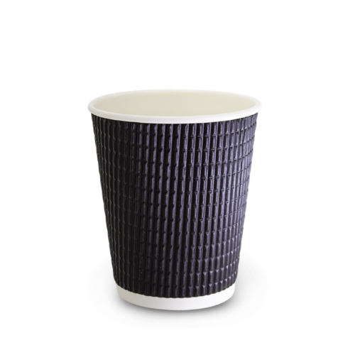 Triple Wall Corrugated Hot Cup 12oz Charcoal Carton/500 Cups