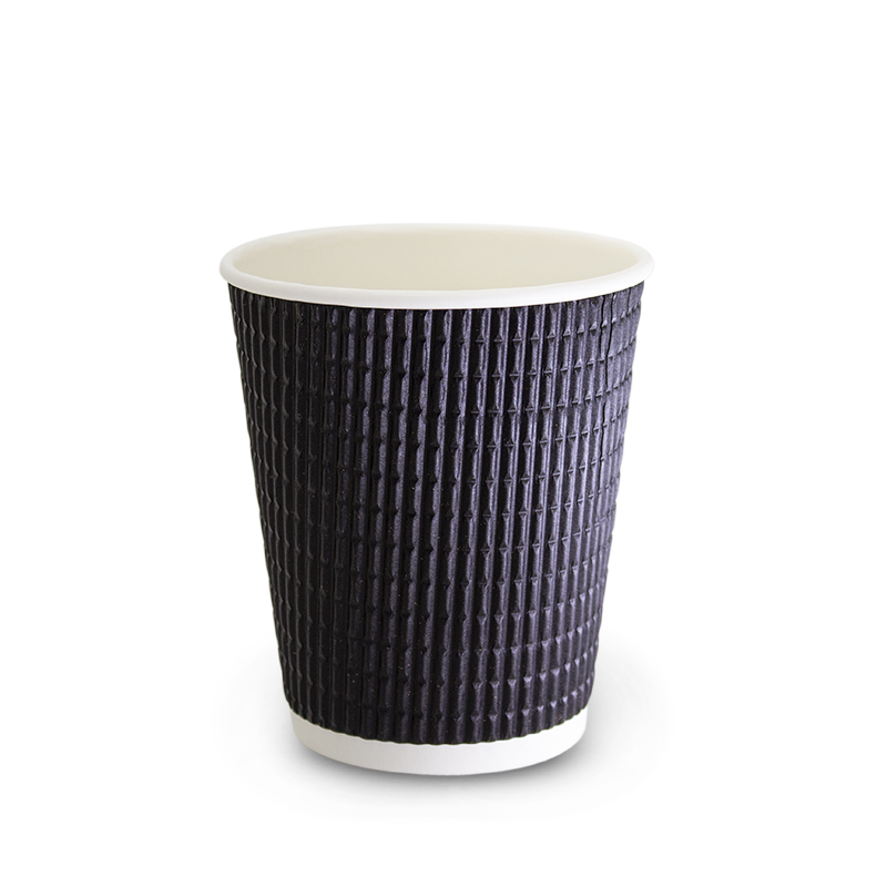 Triple Wall Corrugated Hot Cup 12oz Charcoal Carton/500 Cups
